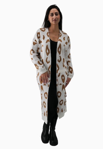 Cappotto in maglia di Elara in bianco: frontale