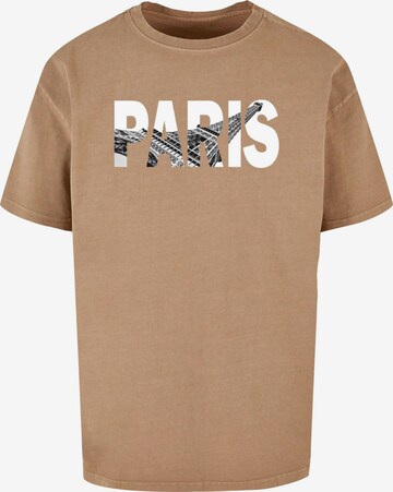 Merchcode T-Shirt 'Paris Eiffel Tower' in Beige: predná strana