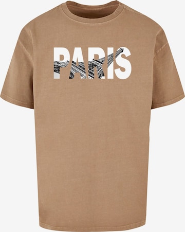 T-Shirt 'Paris Eiffel Tower' Merchcode en beige : devant