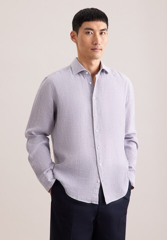 SEIDENSTICKER Regular Fit Hemd 'SMART LINEN' in Lila: Vorderseite