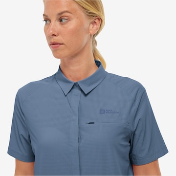 JACK WOLFSKIN Athletic Button Up Shirt 'VANDRA' in Blue