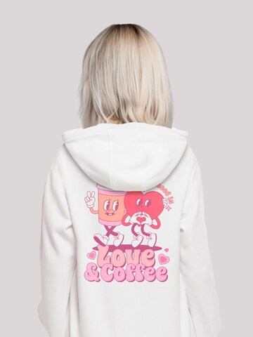 Sweat-shirt 'Love And Coffe Valentinstag' F4NT4STIC en blanc