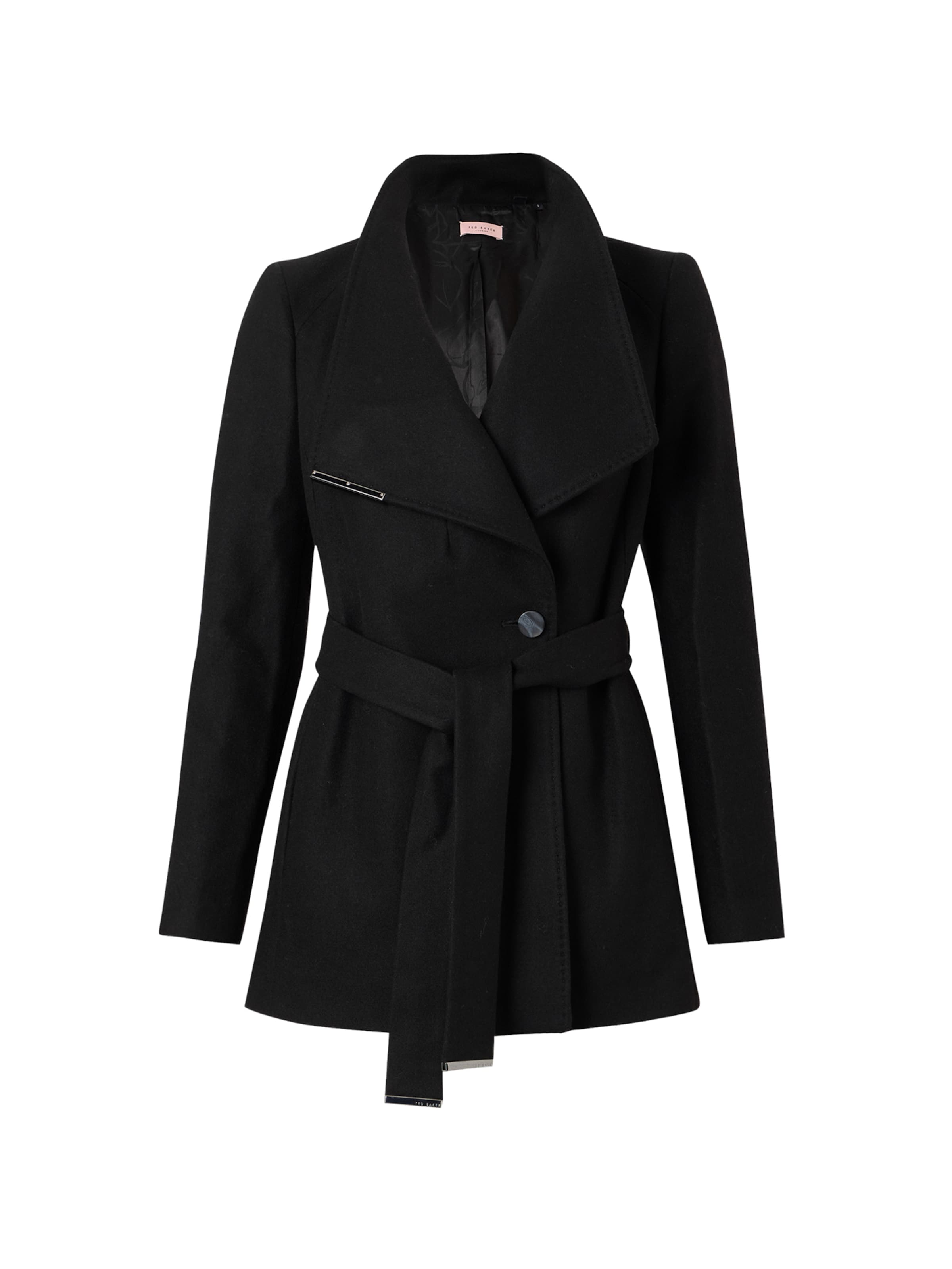 Ted Baker Ανοιξιάτικο και φθινοπωρινό παλτό 'ROSESS' σε μαύρο: μπροστά