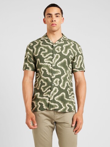 Only & Sons Comfort fit Button Up Shirt 'ONSNOY' in Green: front