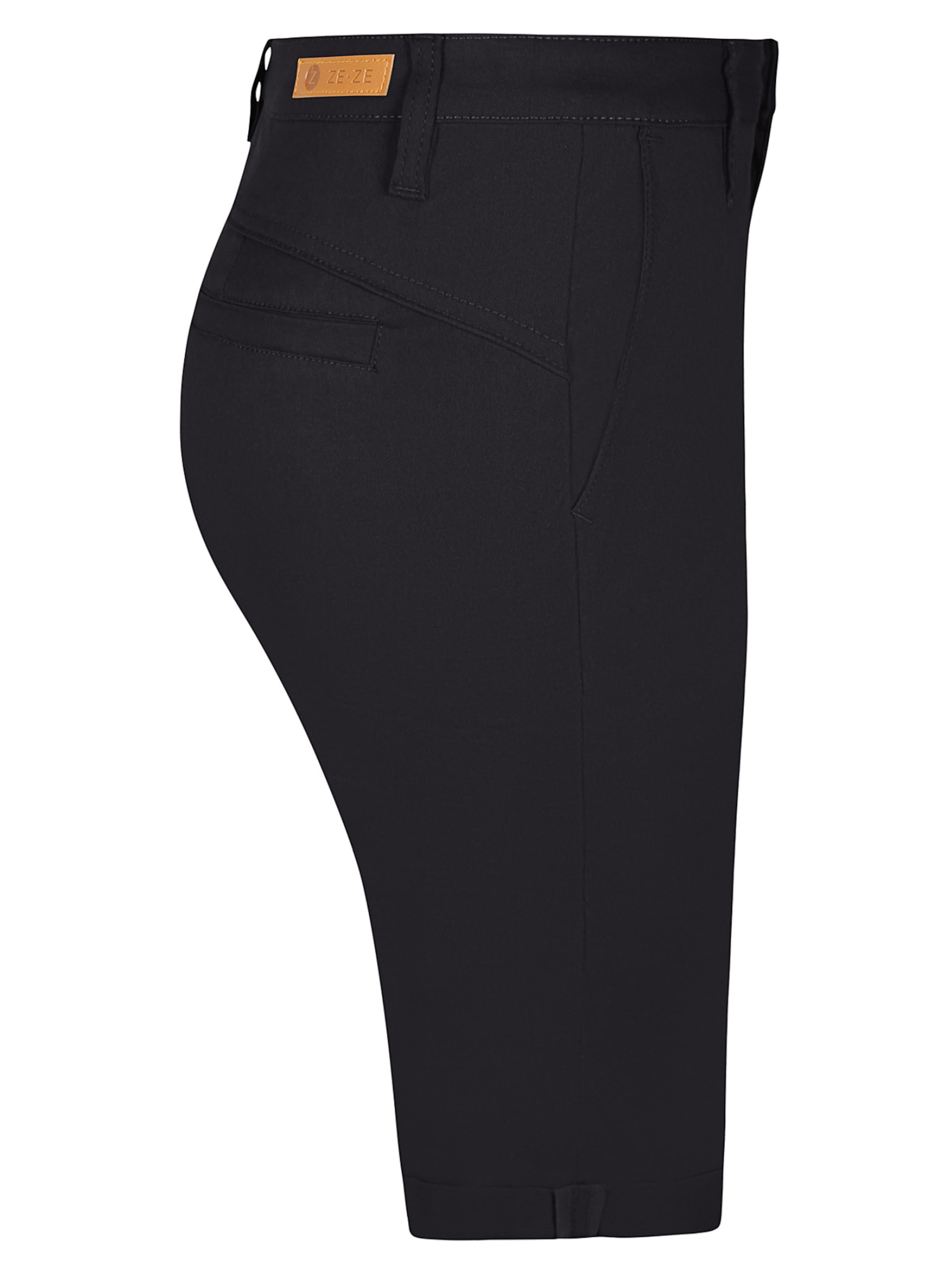 ze-ze Slimfit Bukser 'Sanne 313' i sort