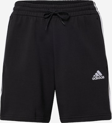 ADIDAS SPORTSWEAR Regular Workout Pants 'Essentials French Terry 3-Stripes' in Black: front