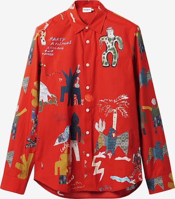 Desigual Comfort fit Button Up Shirt in Red: front