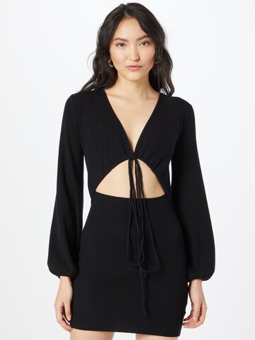 Robes en maille Parallel Lines en noir : devant