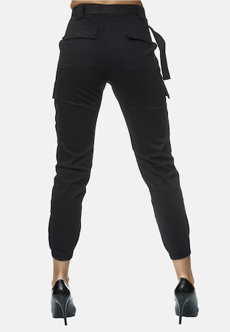 Elara Slimfit Cargobroek in Zwart