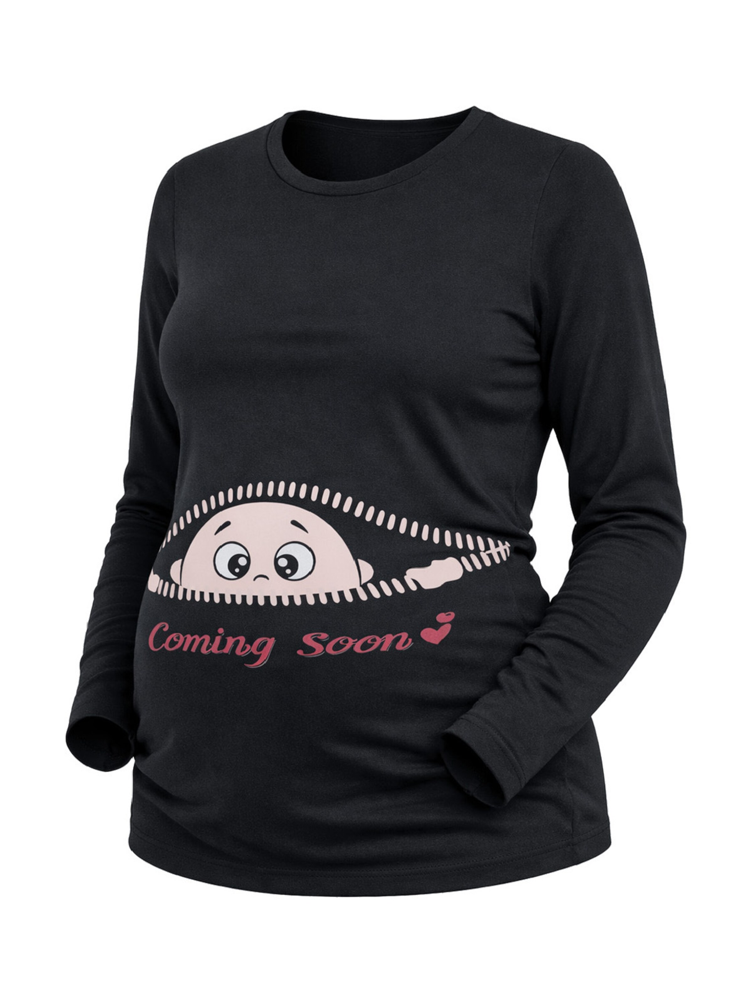 M.M.C. Shirt 'Coming Soon Umstandslangarmshirt' in Black: front