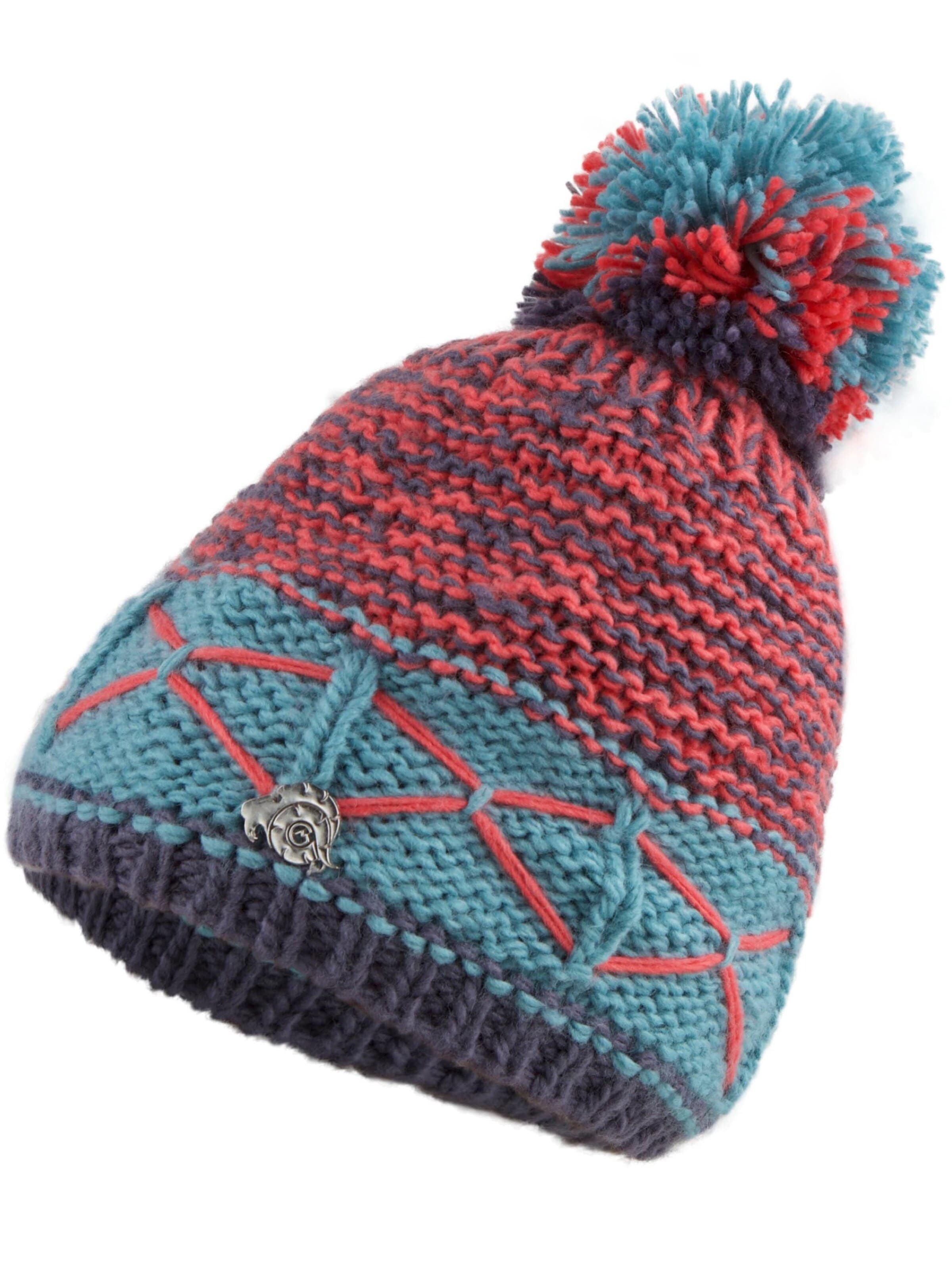 Guggen Mountain Mütze 'Mütze K013 Wintermütze mit Bommel und leichtem Fleecefutter'‌‌‌‌‌‌ in Blau: Vorderseite