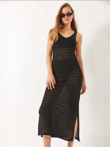 Bianco Lucci - Vestido de malha em preto: frente