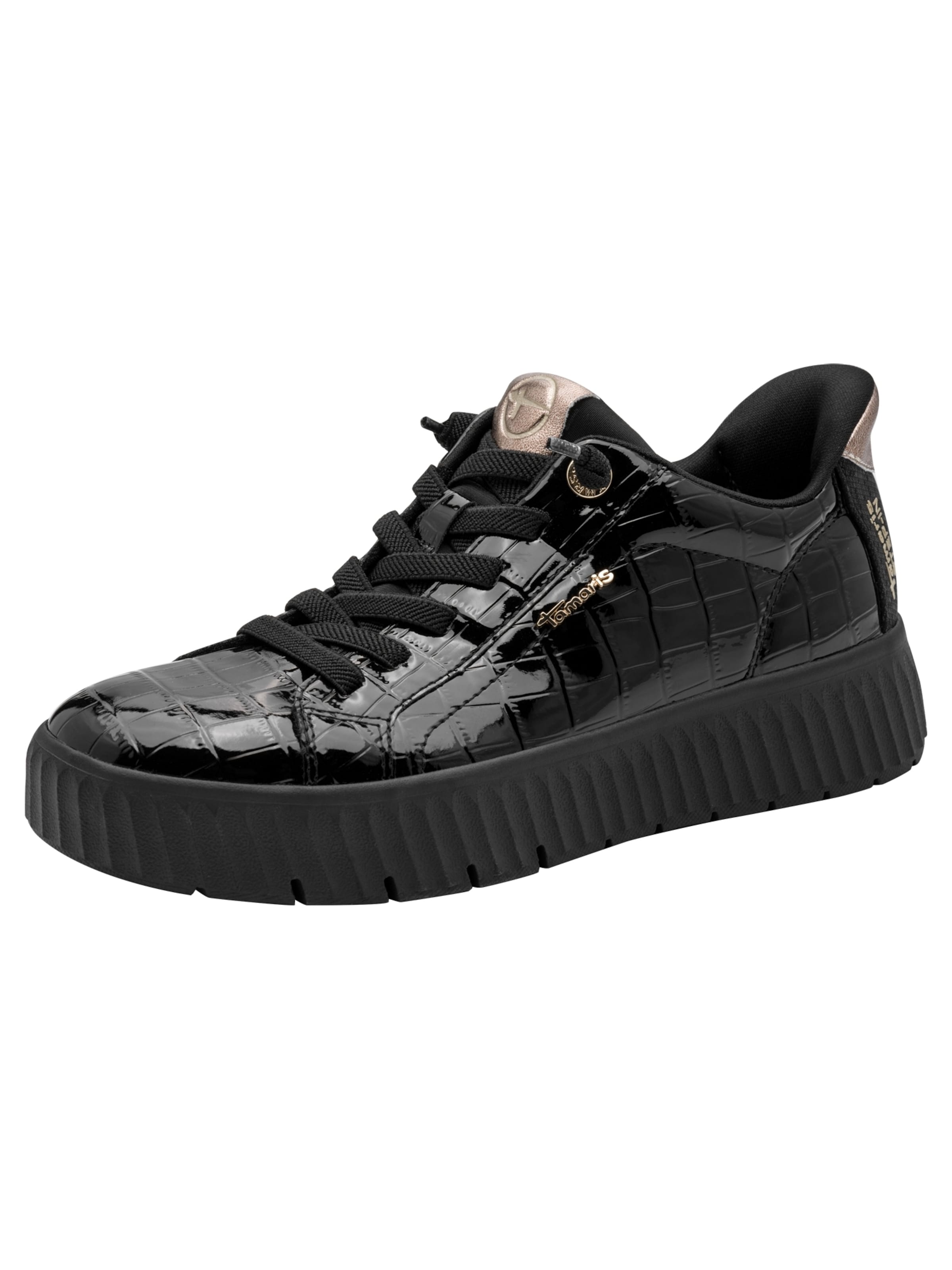 Tamaris Platform trainers in Black: front