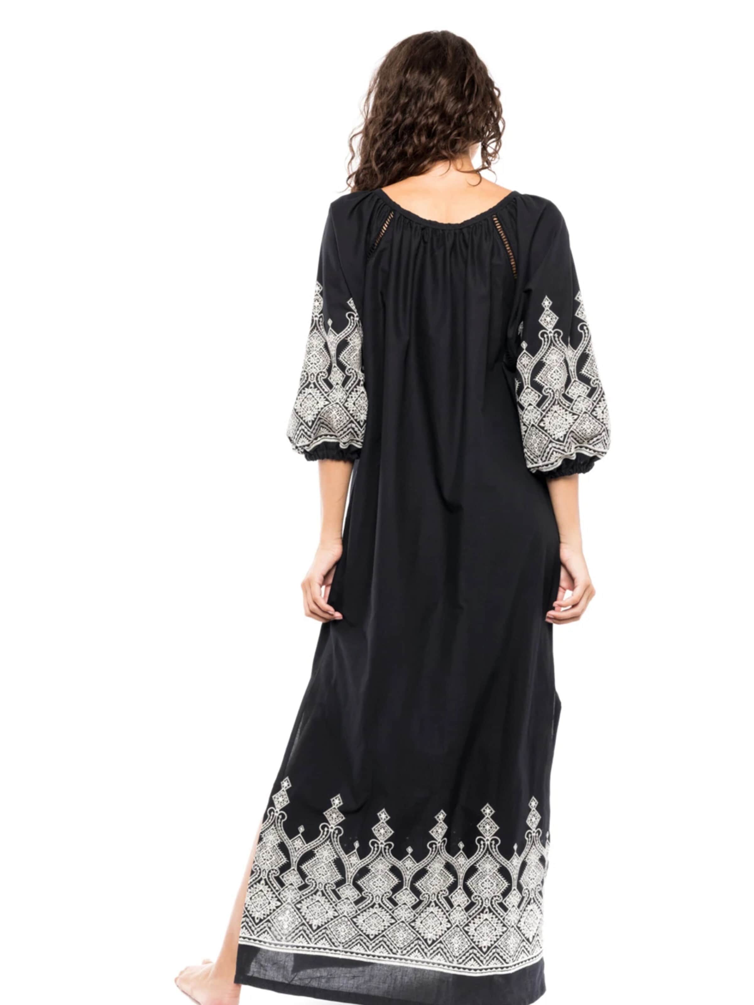 Pink Label Zomerjurk 'BEACHWEAR EMBROIDERY BLACK' in Zwart