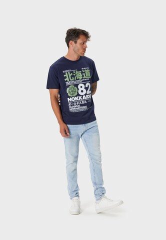 Oldskull Shirt 'Retro Japan Island' in Blauw