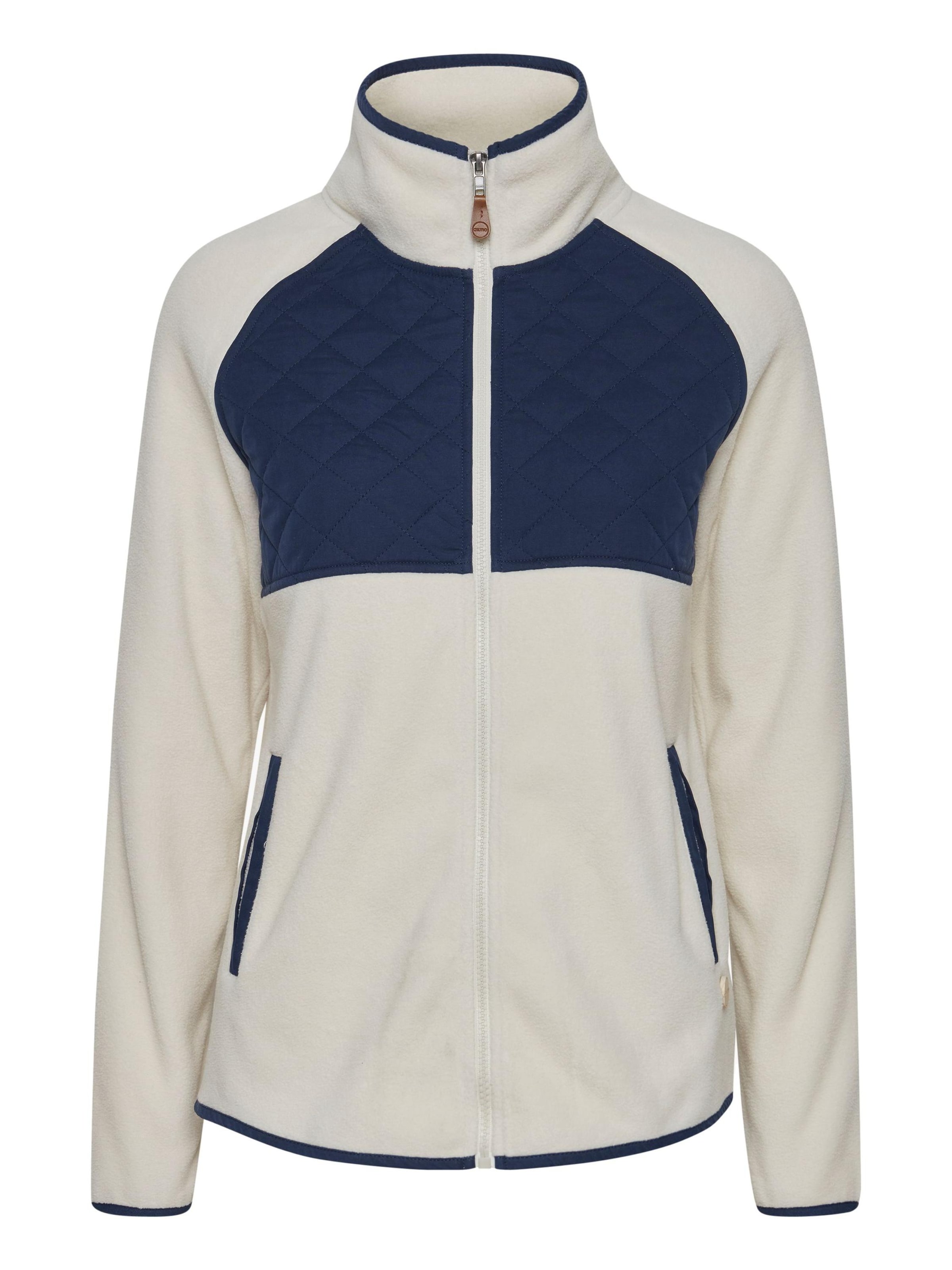 Oxmo Fleecejacke 'MALIN' in beige / dunkelblau, Produktansicht