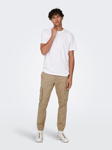 Tapered Pantaloni cargo 'Carter' di Only & Sons in beige