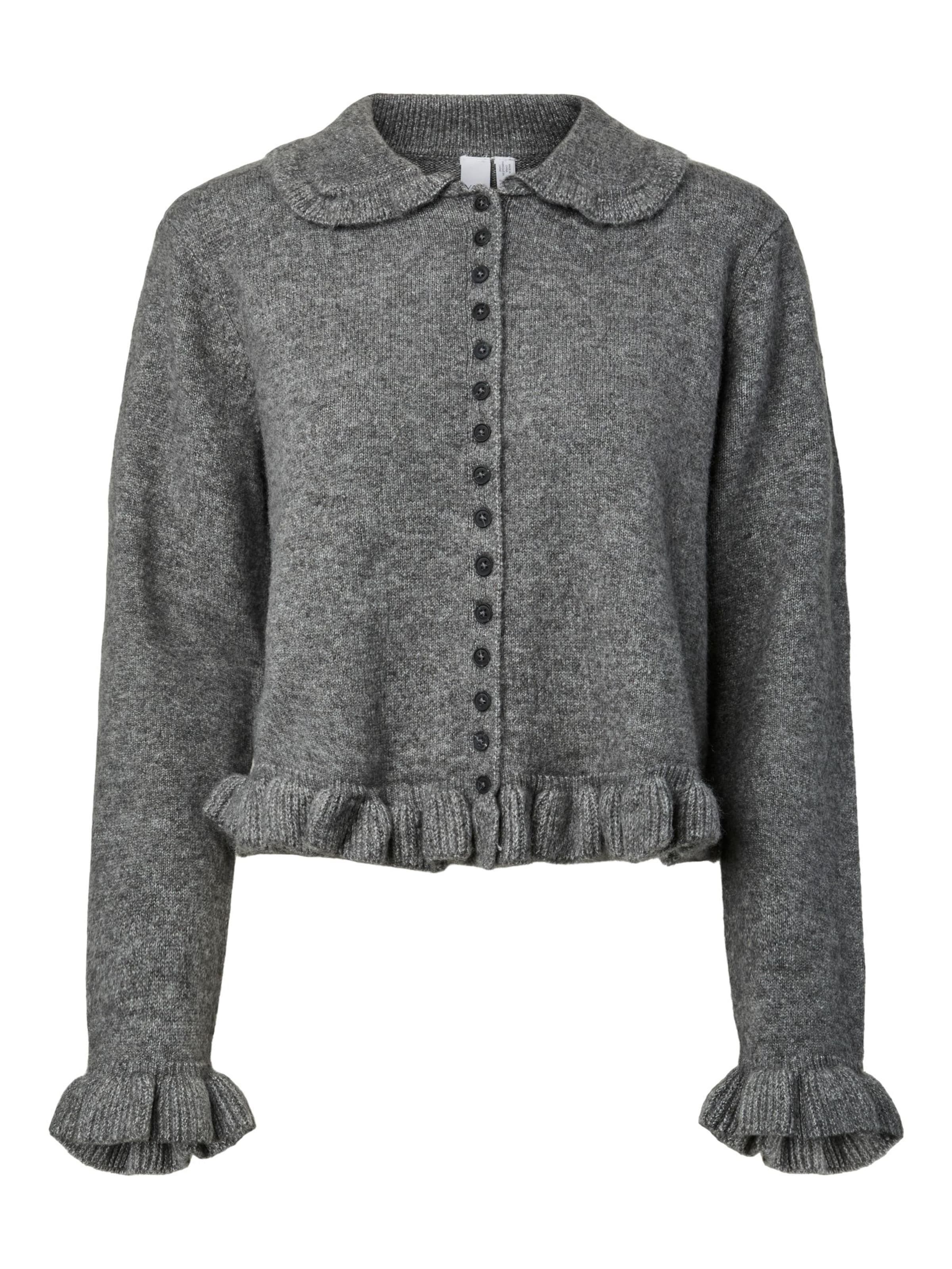 YAS Strickjacke 'FRILO ' in Grau: Vorderseite