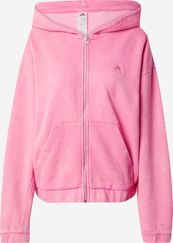 ADIDAS SPORTSWEAR - Casaco de treino em moletão em rosa: frente