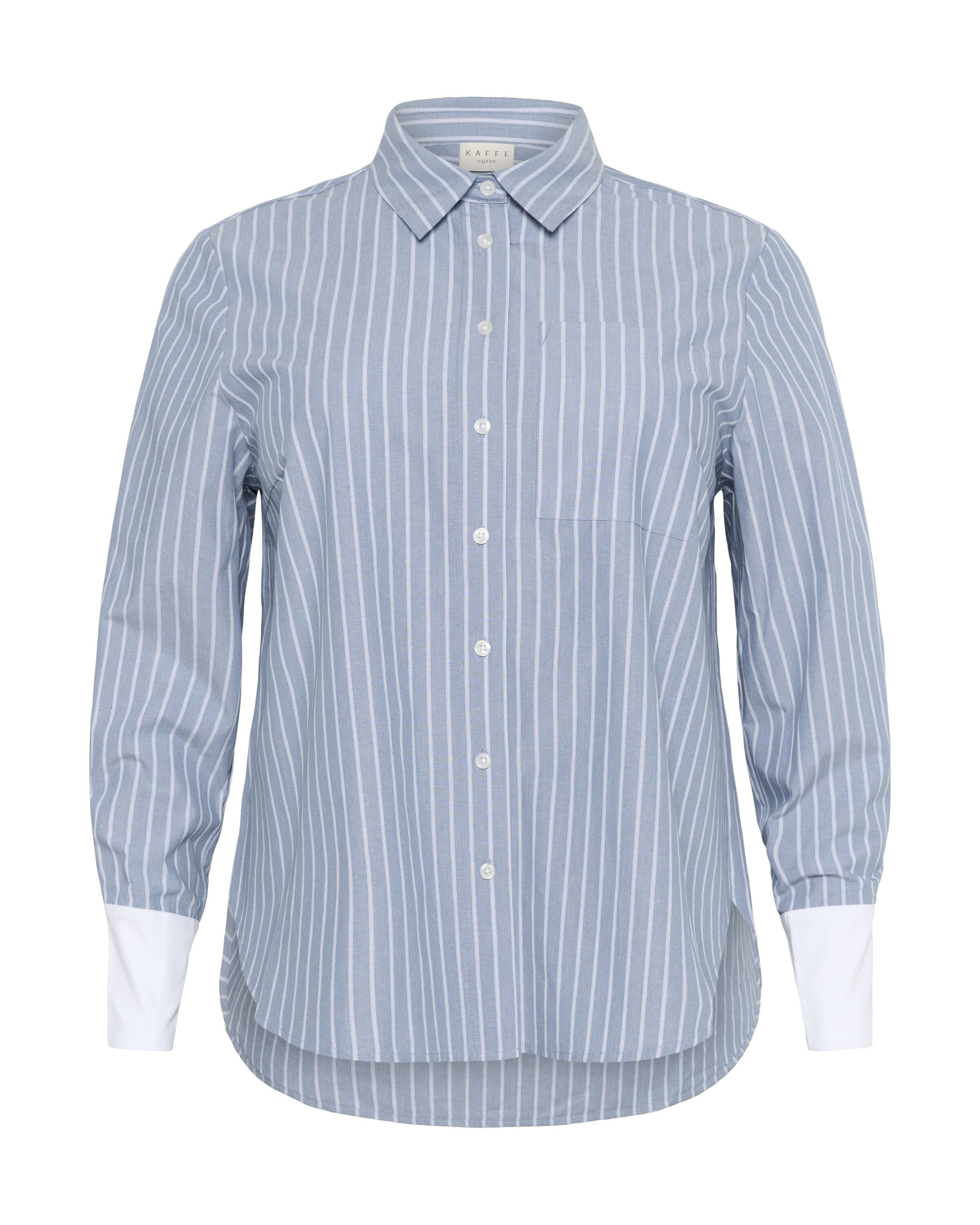 KAFFE CURVE Bluse 'Melina' in taubenblau / weiß, Produktansicht