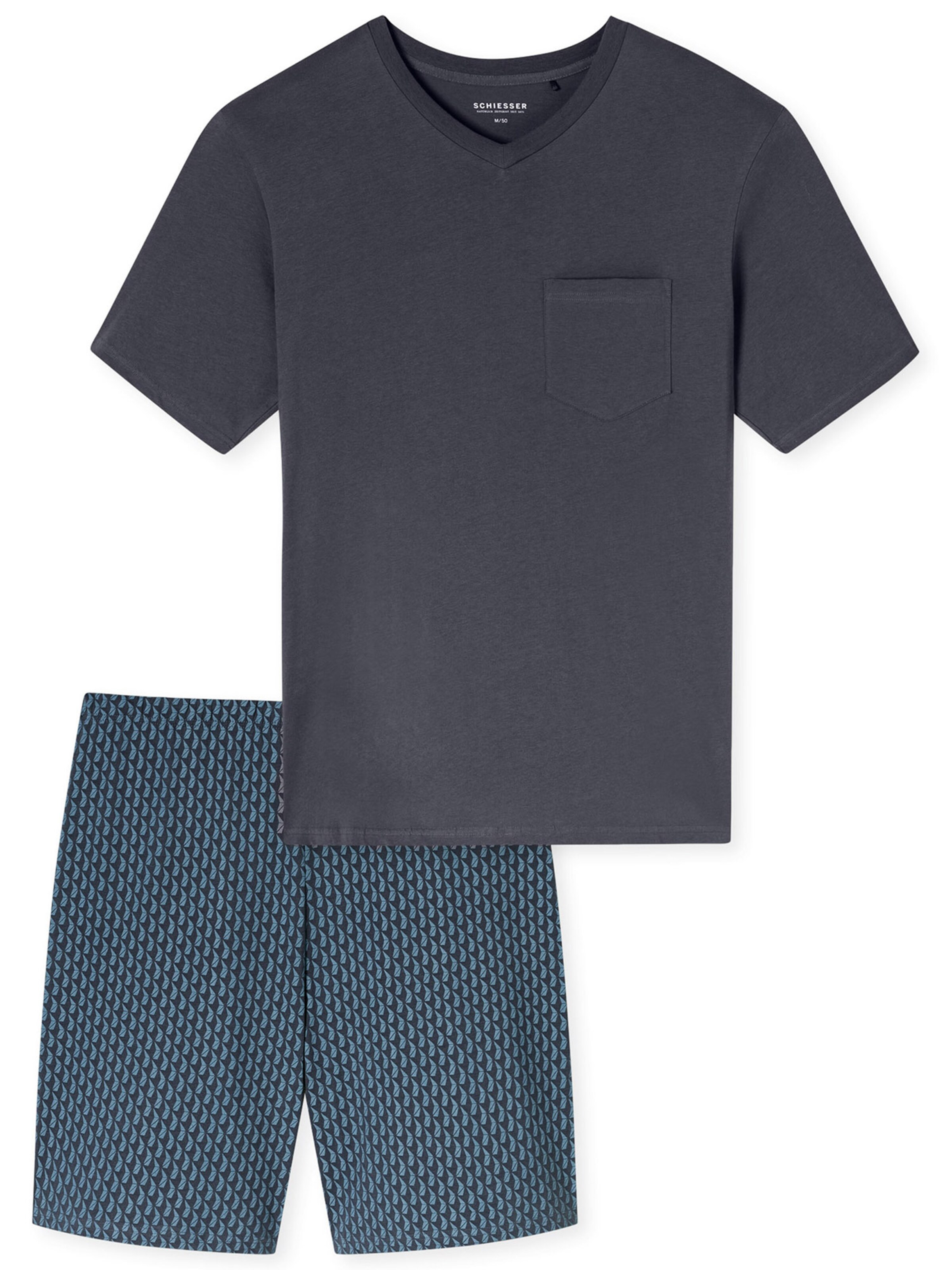 SCHIESSER Pyjama kurz 'Essentials' in Blau: Vorderseite