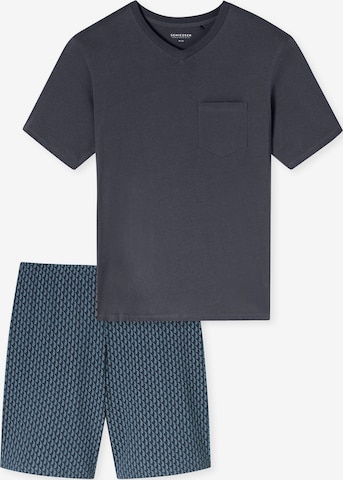 SCHIESSER Pyjama kurz 'Essentials' in Grau: Vorderseite