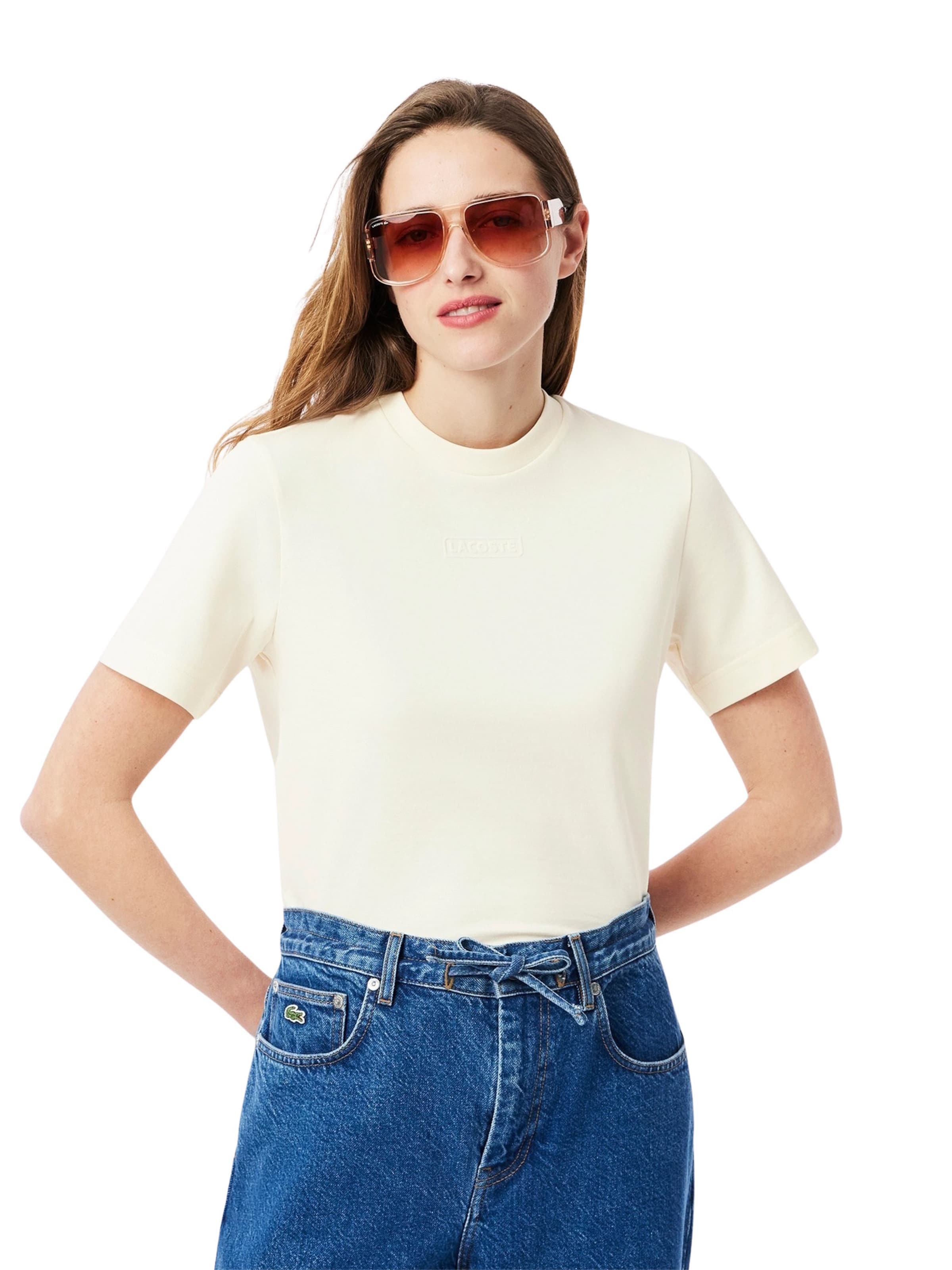 T-shirt LACOSTE en beige : devant