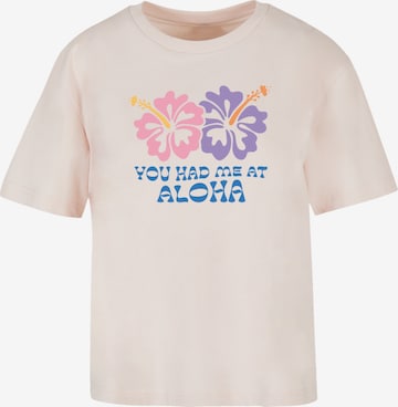 T-shirt 'You Had Me At Aloha' F4NT4STIC en rose : devant