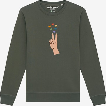 Felpa ' Spread love ' di Watapparel in verde: frontale