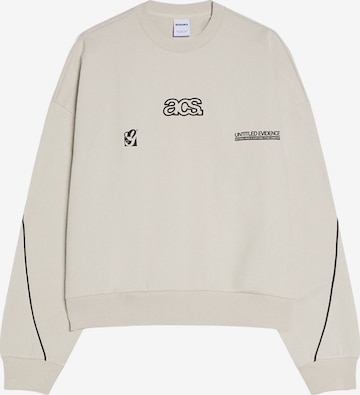 Bershka Collegepaita 'BOXY INTERLOCK PIPING' värissä harmaa: etupuoli