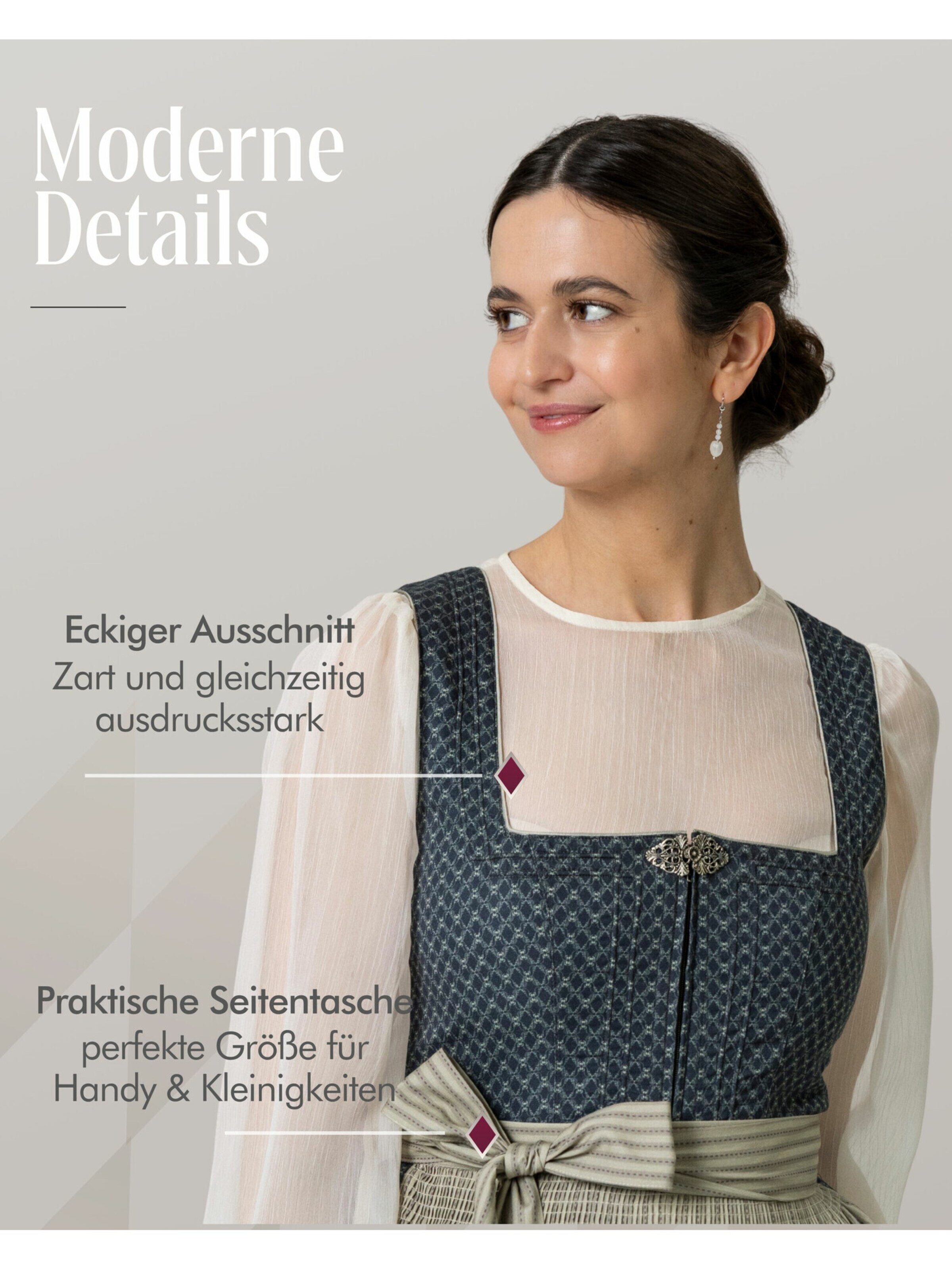 Trachtenhof Nübler Dirndl 'Midi Dirndl Emily' in Grey