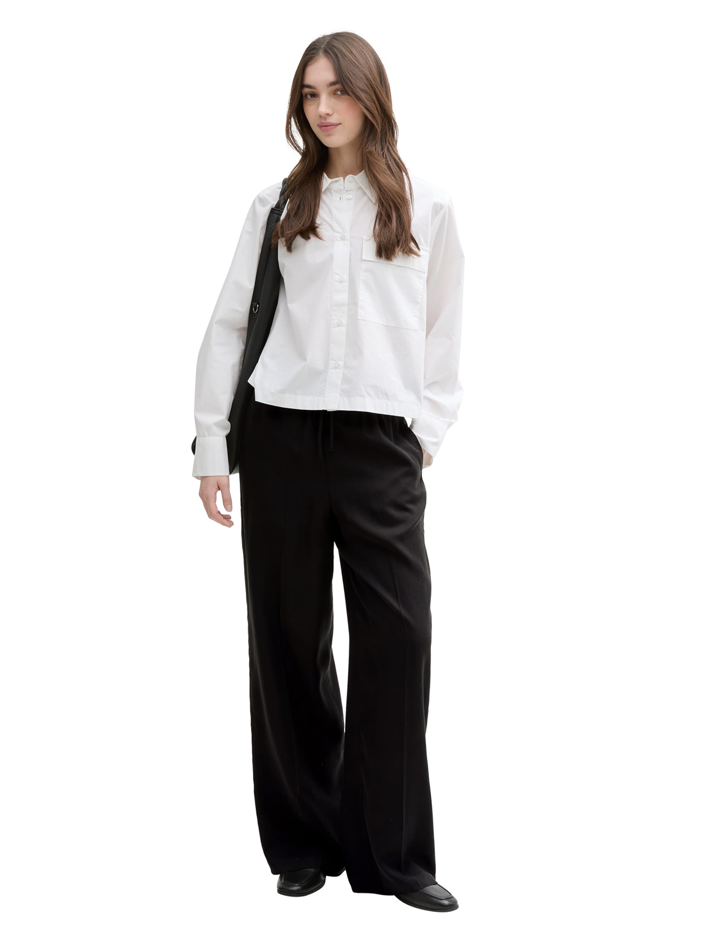 TOM TAILOR DENIM - Pierna ancha Pantalón plisado en negro