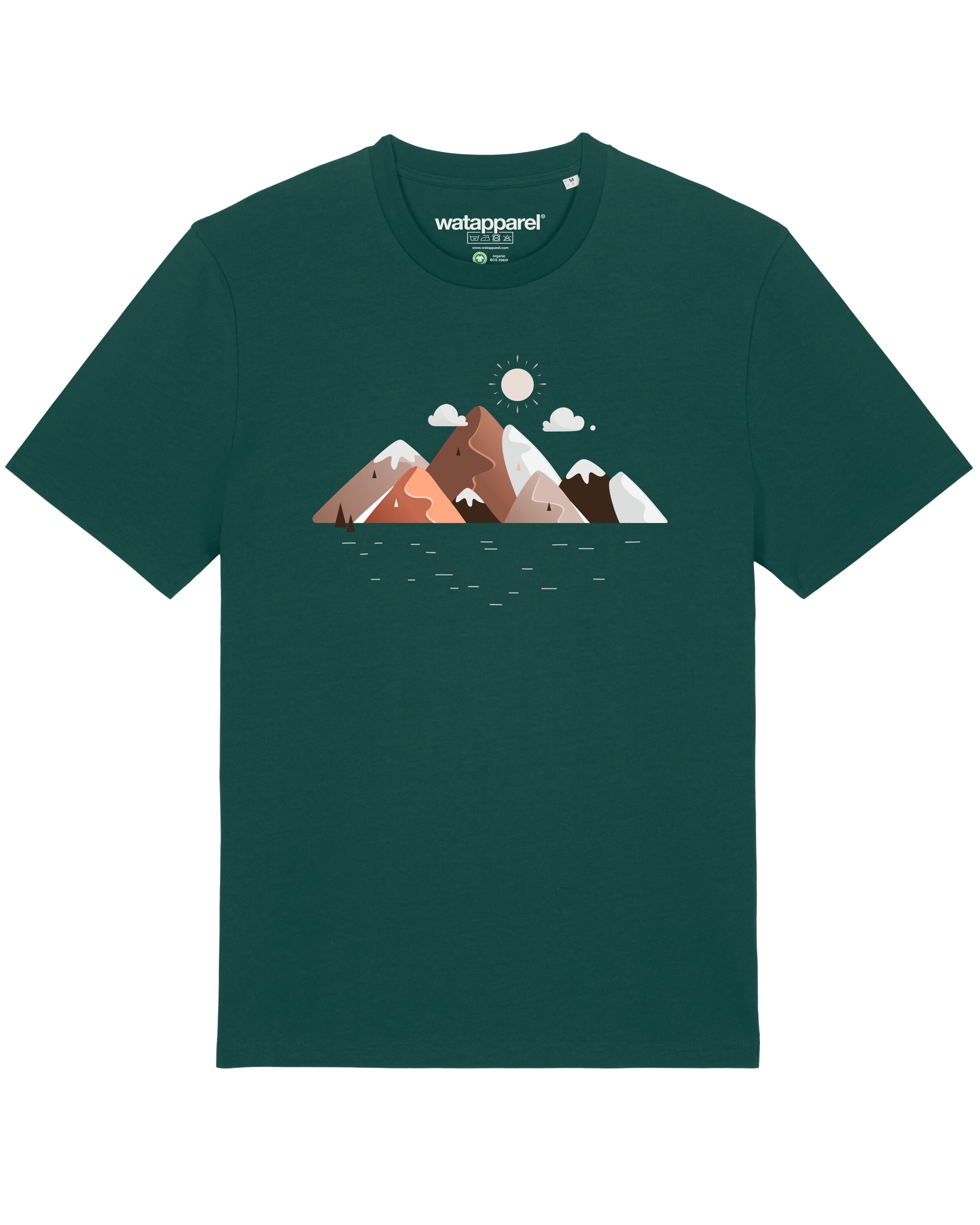 Watapparel Shirt 'Mountains & Moon' in Groen: voorkant
