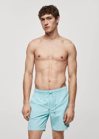 MANGO MAN Regular Board Shorts 'liso' in Blue: front