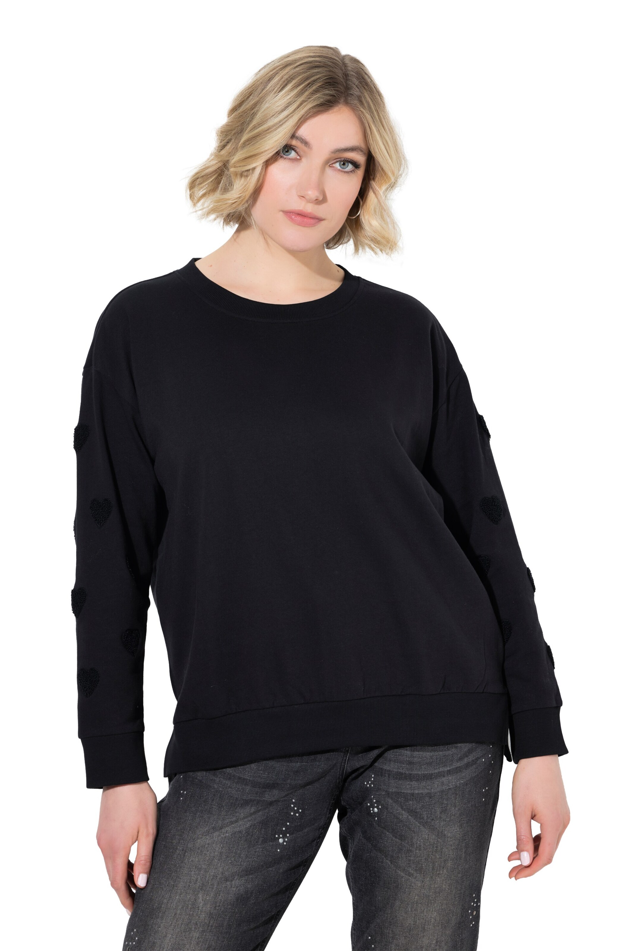 Ulla Popken Sweatshirt in Schwarz: Vorderseite