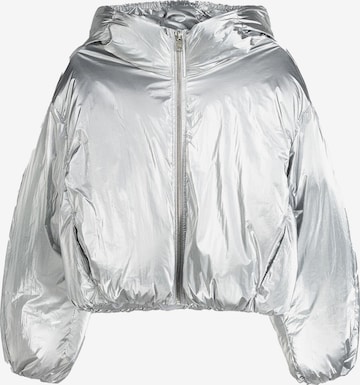 Bershka Přechodná bunda – stříbrná: přední strana