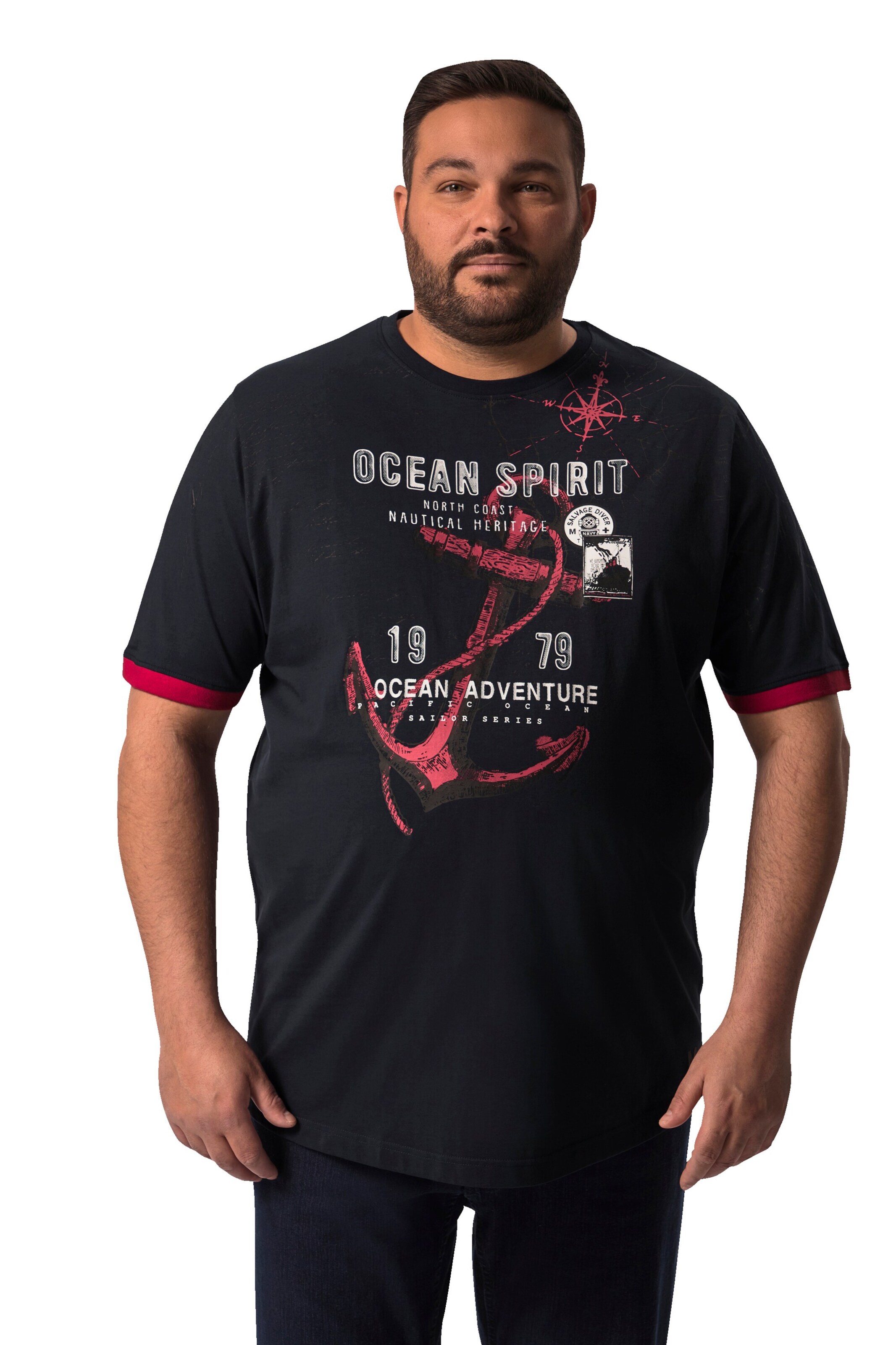 Men Plus Shirt in Black: front