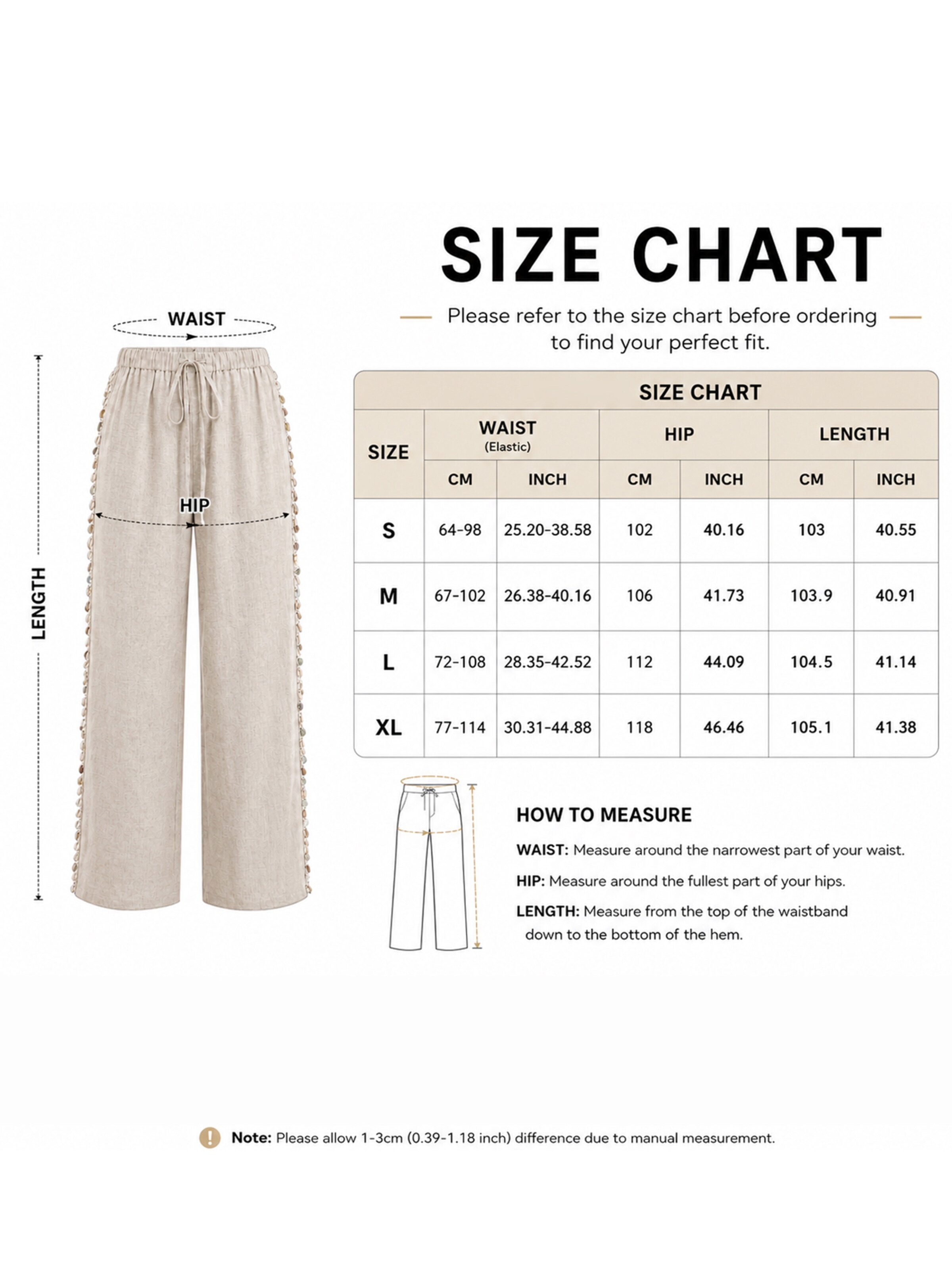 MEETWEE Wide Leg Hose in Beige