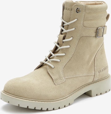Elbsand Lace-Up Ankle Boots in Beige: front