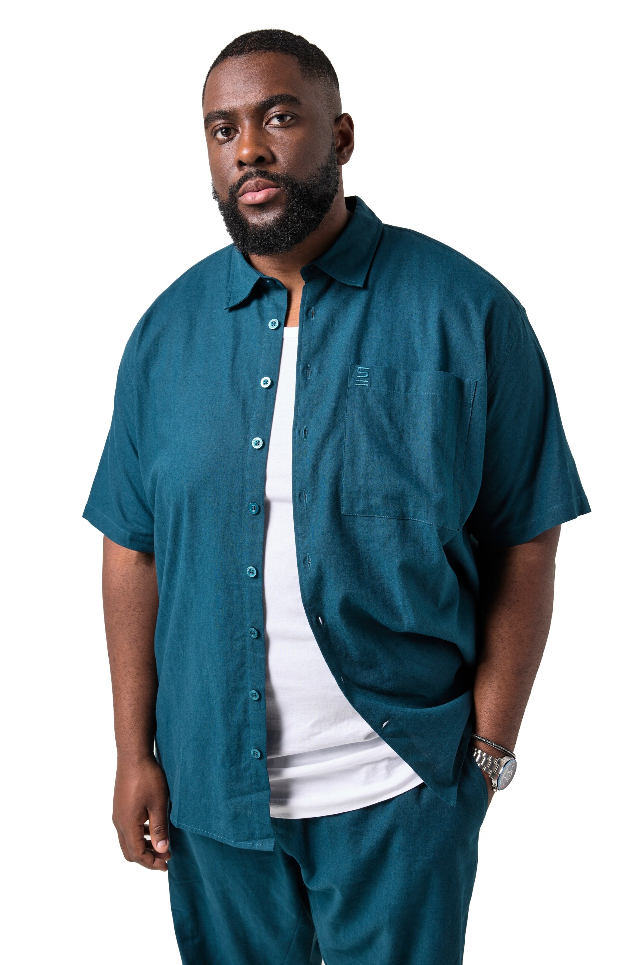 STHUGE Regular fit Button Up Shirt in Blue: front