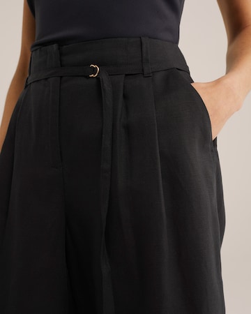 WE Fashion Wide Leg Bukser med lægfolder i sort