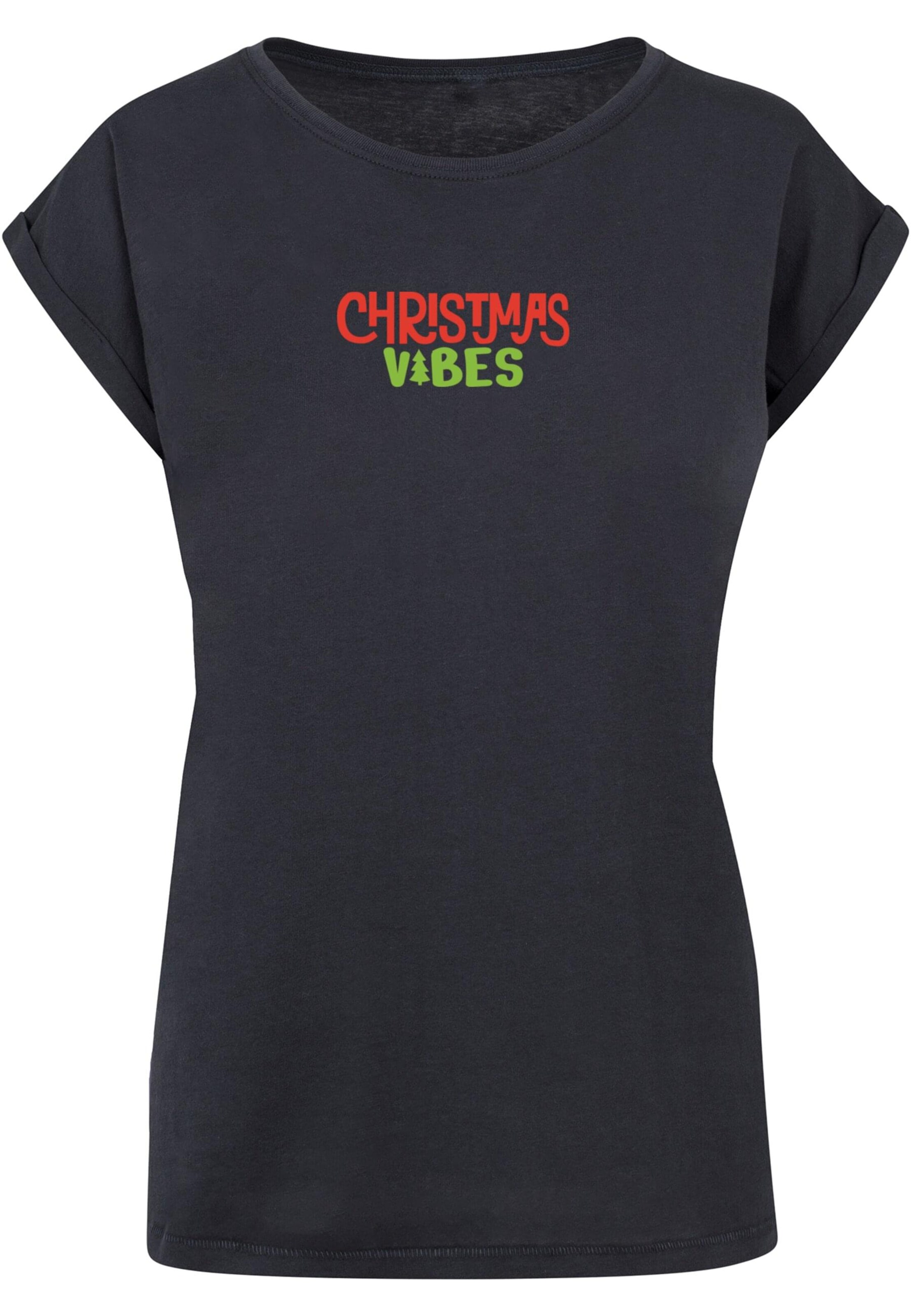 Merchcode Shirt 'Christmas Vibes ' in Blauw: voorkant