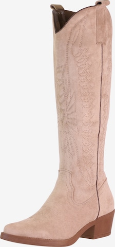 Elara Cowboy boot in Beige: front