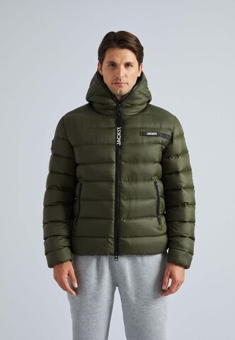 JACK1T Winterjas ' R3D ' in Groen: voorkant