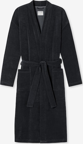 SCHIESSER Bademantel lang 'Feather Terry' in Grau: Vorderseite