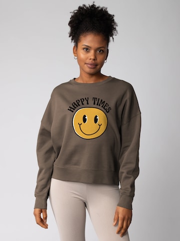 Sweat-shirt 'Happy Times ' Watapparel en marron : devant