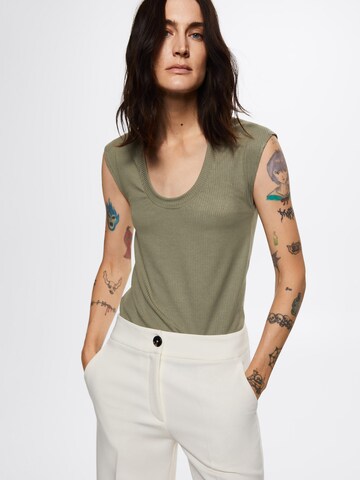 MANGO Top 'CAMISETA' in Green: front