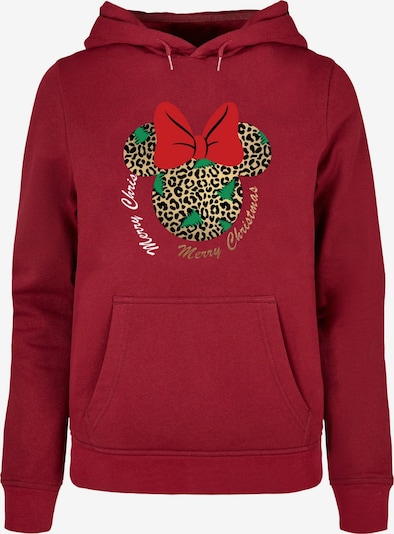 ABSOLUTE CULT Sweatshirt 'Minnie Mouse - Leopard Christmas' in gold / grün / rubinrot / schwarz, Produktansicht
