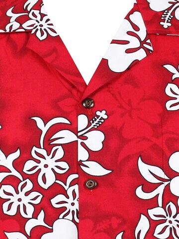 Pacific Legend Regular fit Button Up Shirt 'Hibiscus Royale' in Red