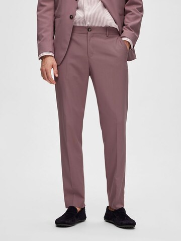 SELECTED HOMME Slim fit Pleated Pants in Pink: front